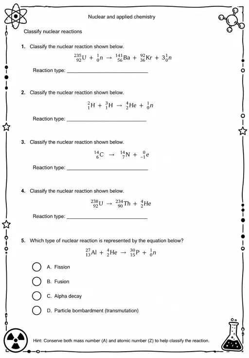 Classify nuclear reactions