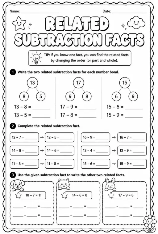 Related subtraction facts