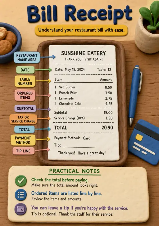 Bill receipt Restaurant Dining Infographic