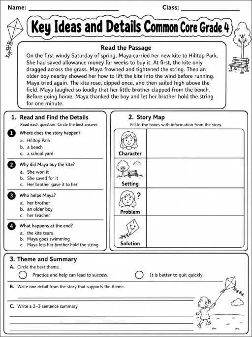 Key Ideas and Details Common Core Grade 4