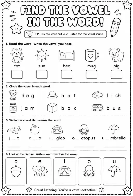 Find the vowel in the word