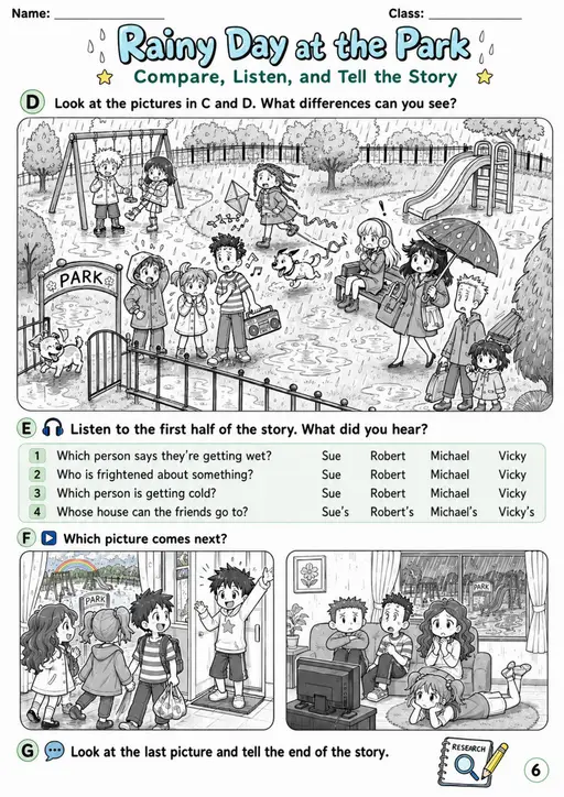Cambridge Flyers - Rainy Day at the Park | Free Worksheet