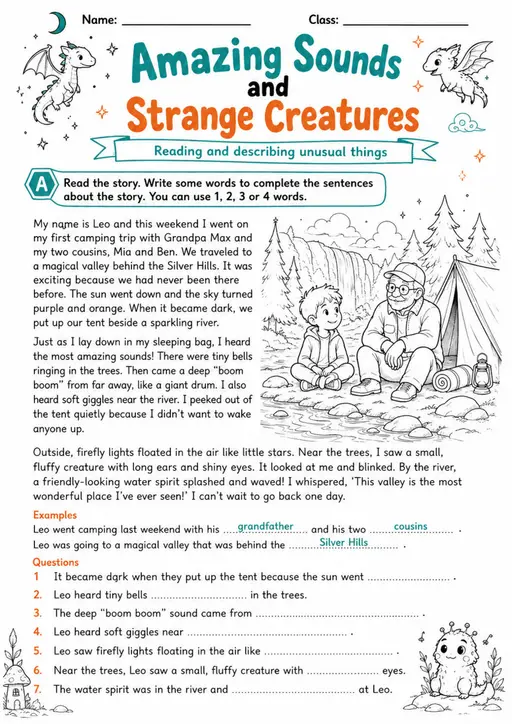 Cambridge Flyers - Amazing Sounds and Strange Creatures | Free Worksheet