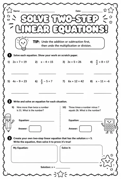 Solve two-step linear equations