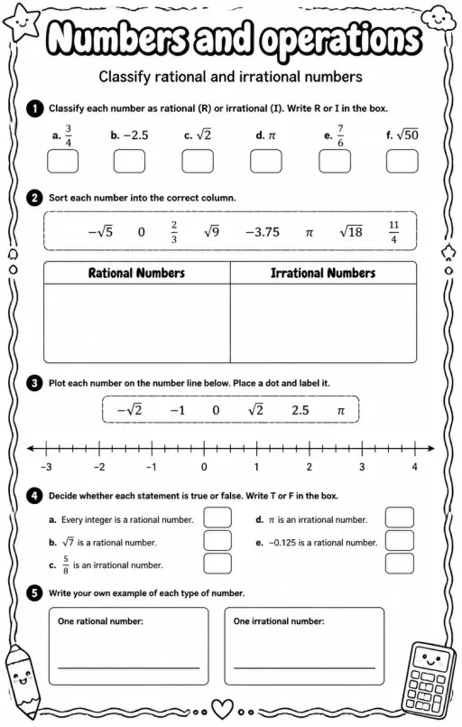 Classify rational and irrational numbers