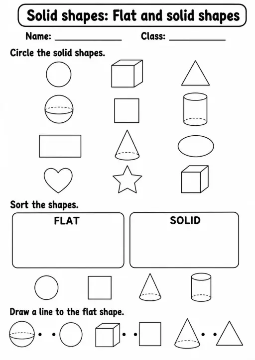 Pre-K Solid Shapes Math Worksheet Pack