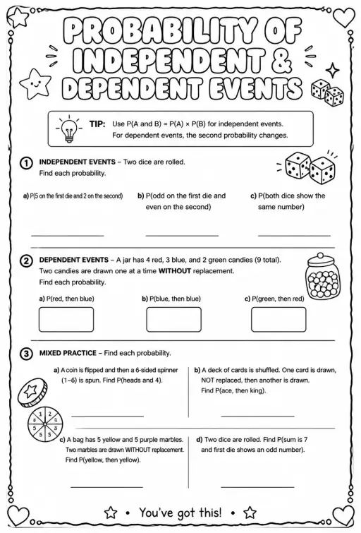 Probability of independent and dependent events