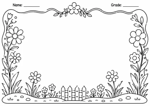 Drawing Frames: Nature and Floral Borders Worksheet Pack