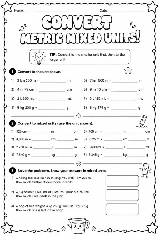 Convert metric mixed units