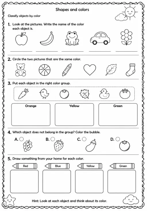 Classify objects by color