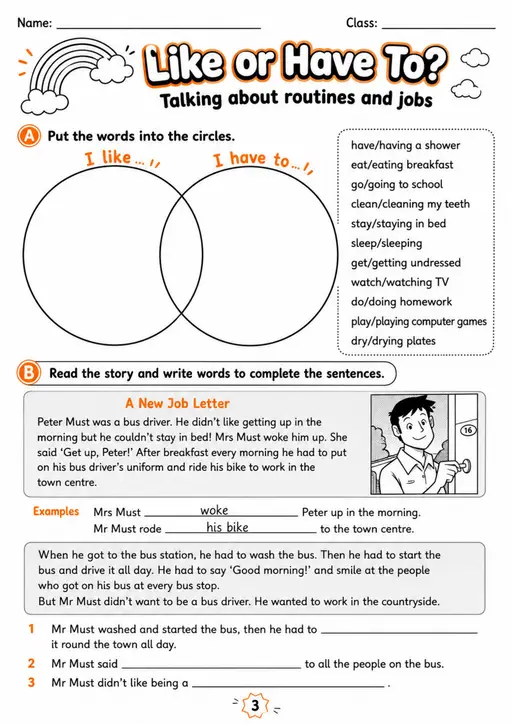 Cambridge MOVERS - Like or Have To? | Free Worksheet