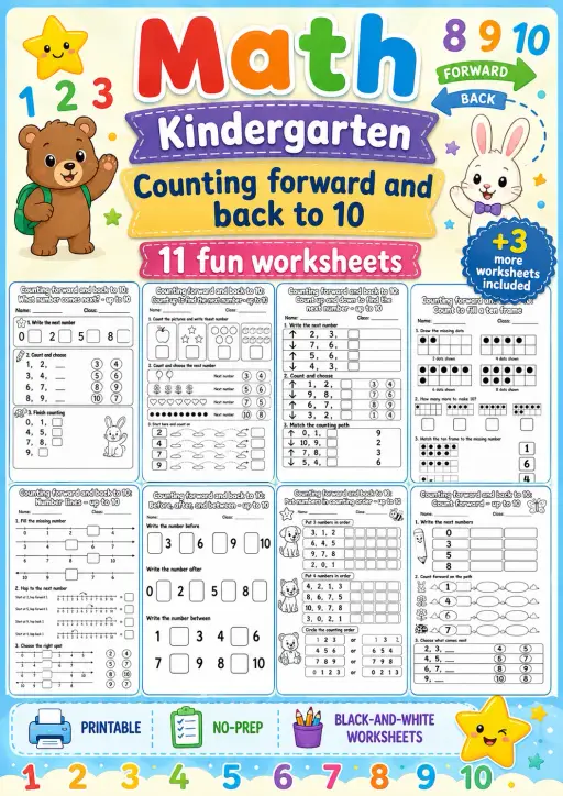 Kindergarten Take Apart Numbers up to 5 Math Worksheet Pack