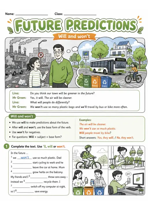 Future Predictions Pack - 4 Worksheets | Grade 5