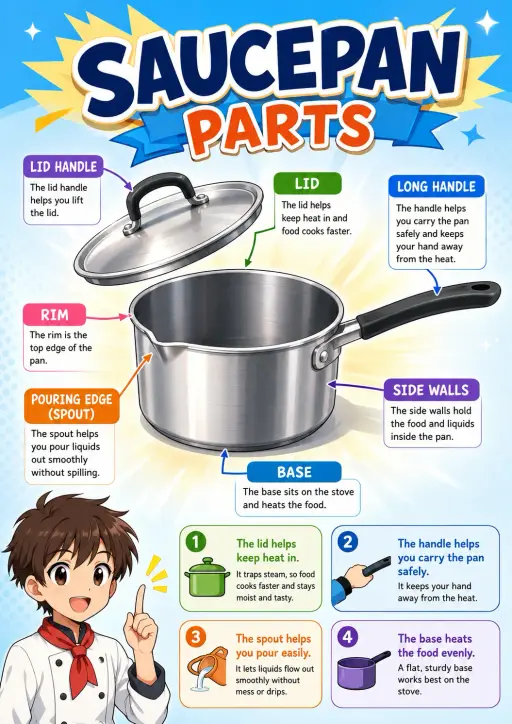Saucepan parts Kitchen Tools Infographic