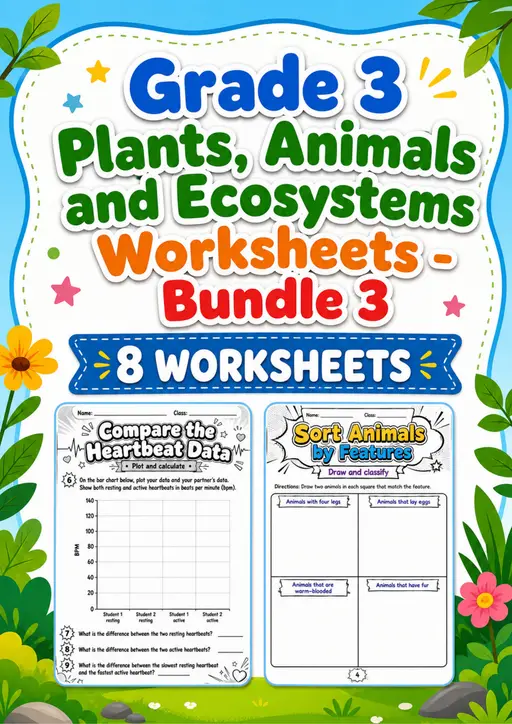 Grade 3 Plants, Animals and Ecosystems Worksheets - Pack 3