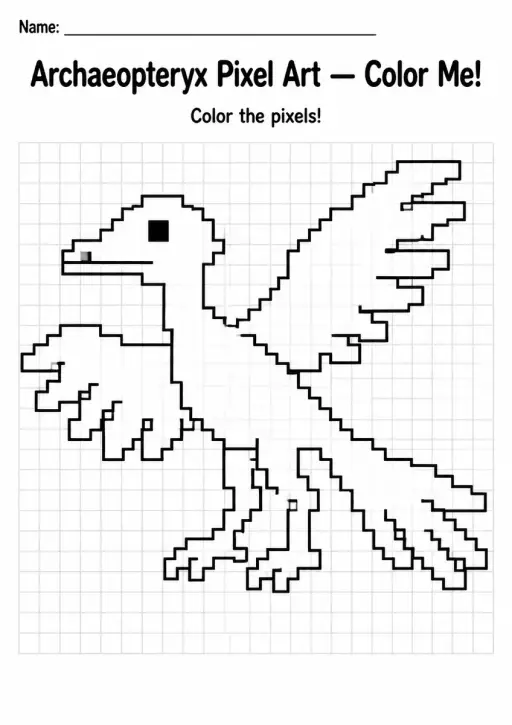 Archaeopteryx Pixel Art Coloring Page