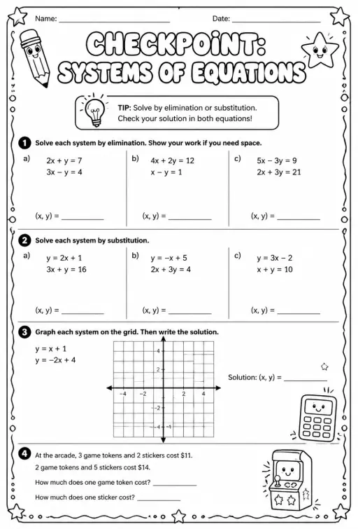 Checkpoint: Systems of equations