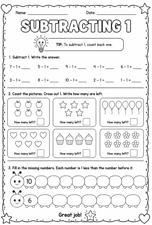 Subtracting 1
