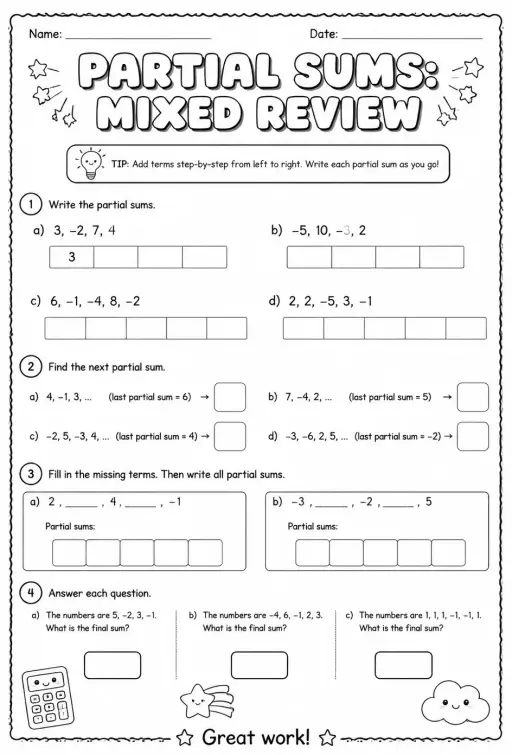 Partial sums: mixed review
