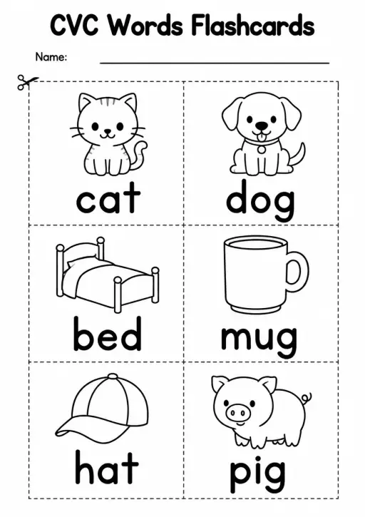 CVC Words Flashcards — Kindergarten