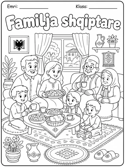 Familja shqiptare - Faqe ngjyrosjeje