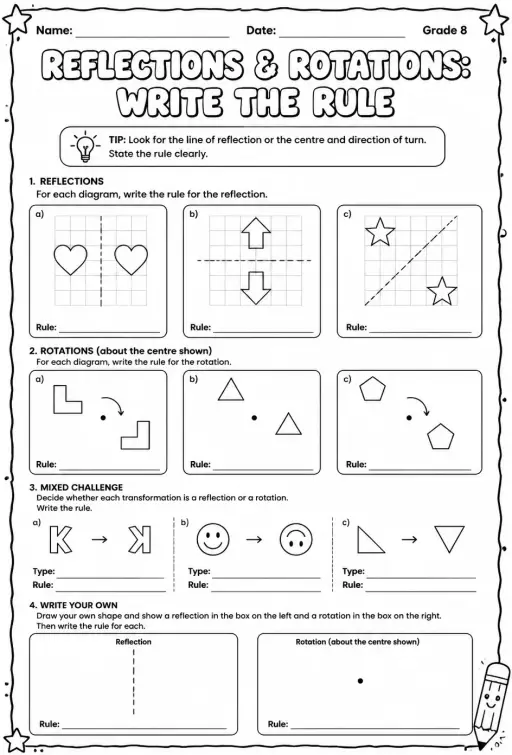 Reflections and rotations: write the rule