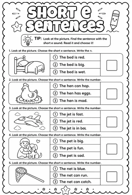 Choose the short e sentence that matches the picture
