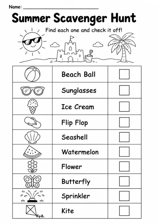 Summer Scavenger Hunt — Grade 2