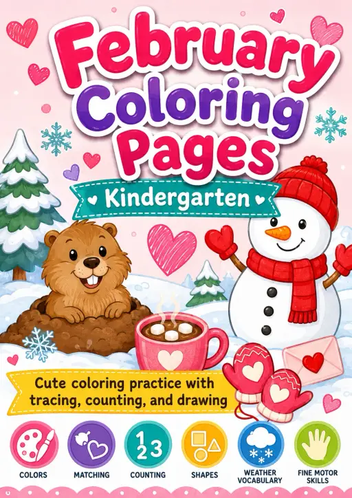 February Coloring Pages Worksheet Pack