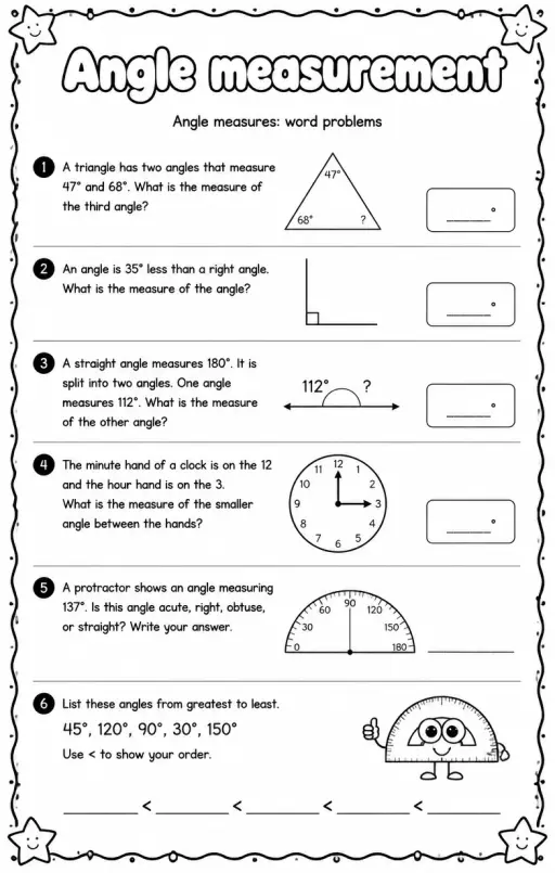 Angle measures: word problems