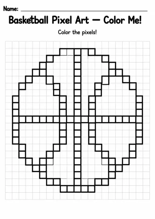 Basketball Pixel Art Coloring Page