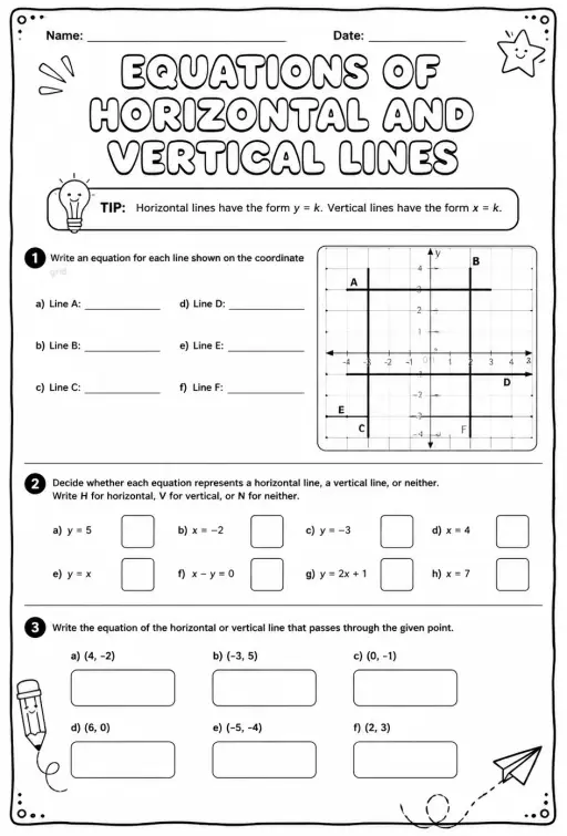 Equations of horizontal and vertical lines