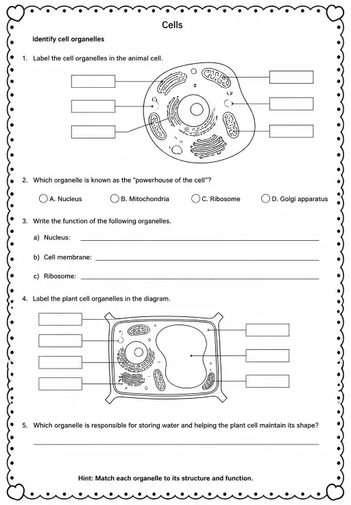 Identify cell organelles