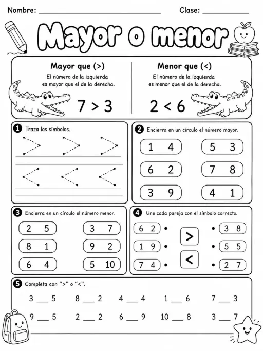2.º grado - repaso mixto: comparación y orden de números - Paquete de fichas