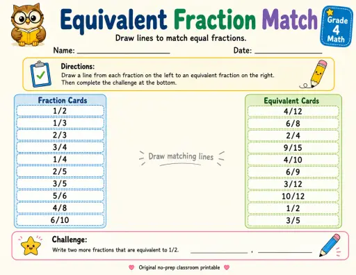 Equivalent Fraction Match