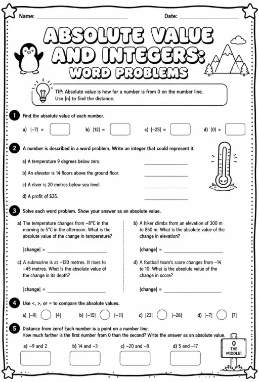 Absolute value and integers: word problems