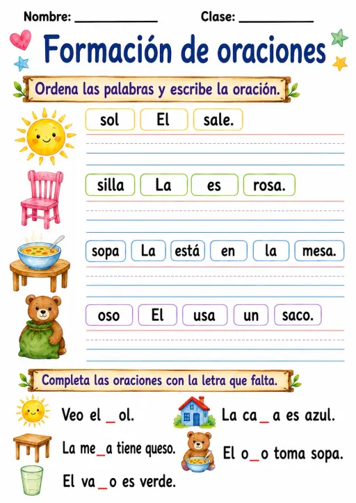 Spanish Letter S Phonics Worksheets Pack