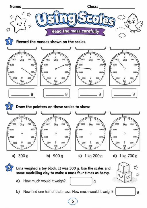 Using Scales - Grade 3 Math Worksheet