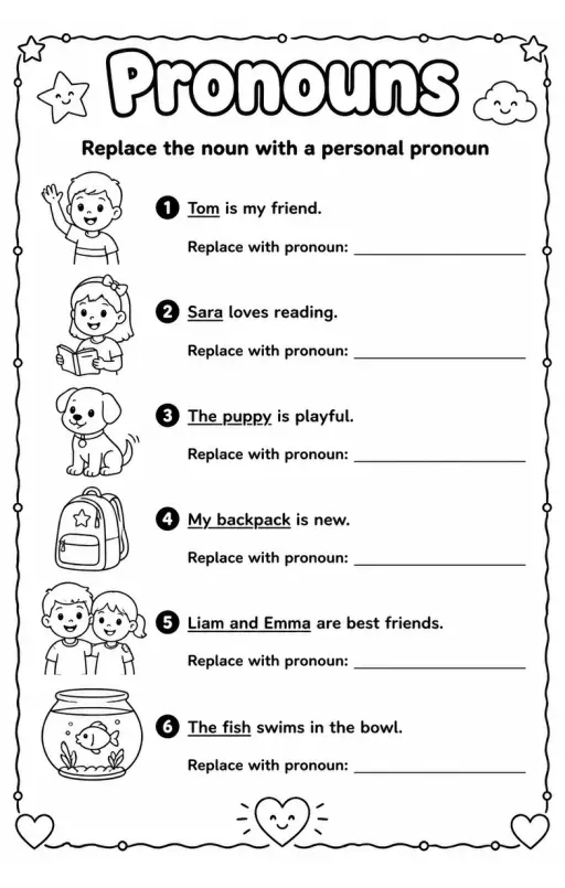 Replace the noun with a personal pronoun