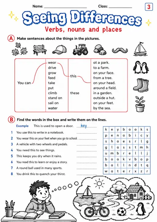 Cambridge MOVERS - Seeing Differences | Free Worksheet