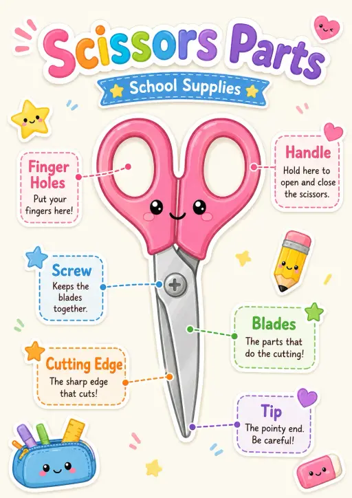 Scissors Parts School Supplies Infographic