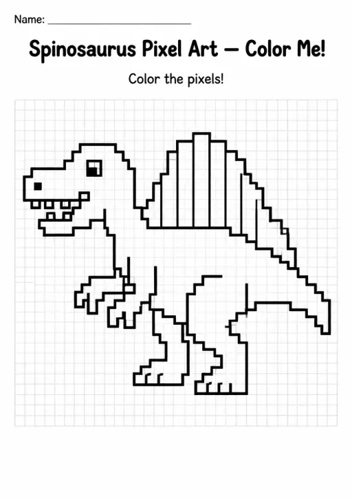 Spinosaurus Pixel Art Coloring Page