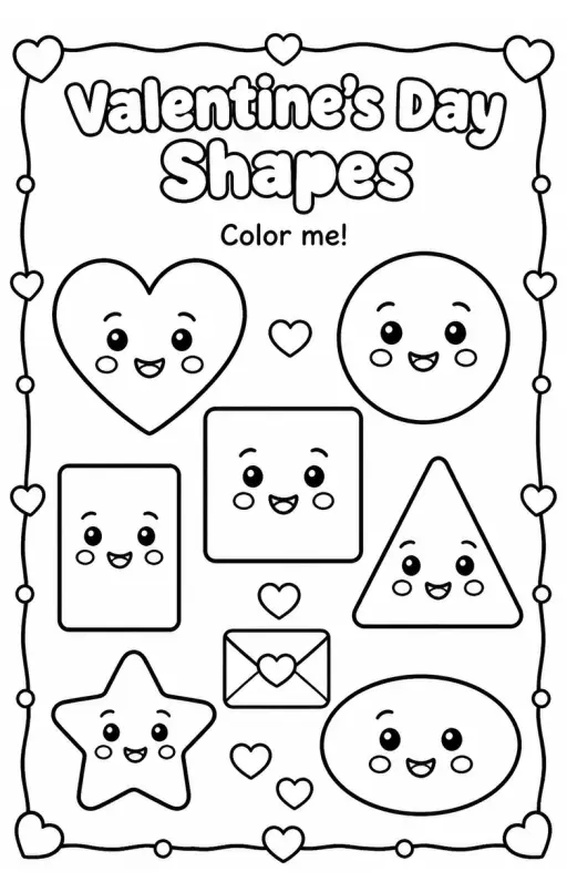Valentine's Day Shapes Coloring Page