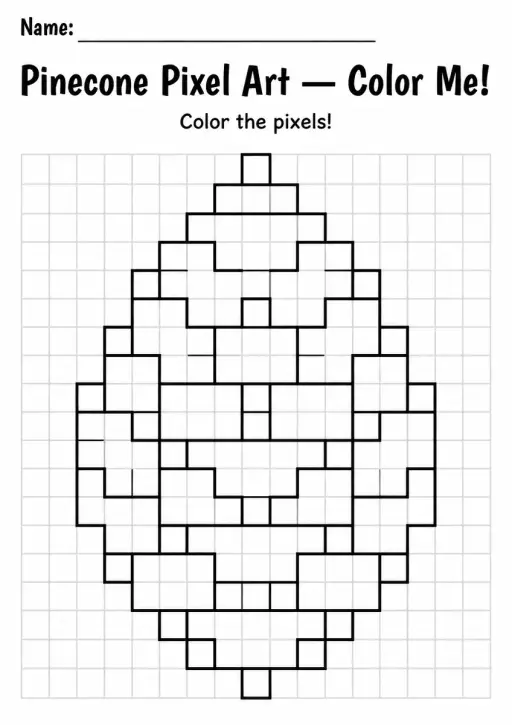 Pinecone Pixel Art Coloring Page