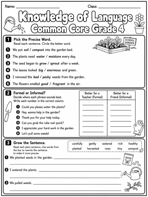 Knowledge of Language Common Core Grade 4