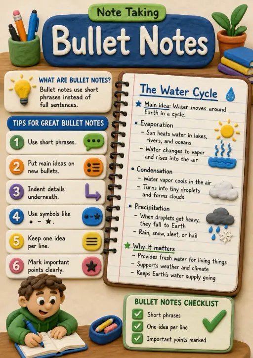 Bullet notes Note Taking Infographic