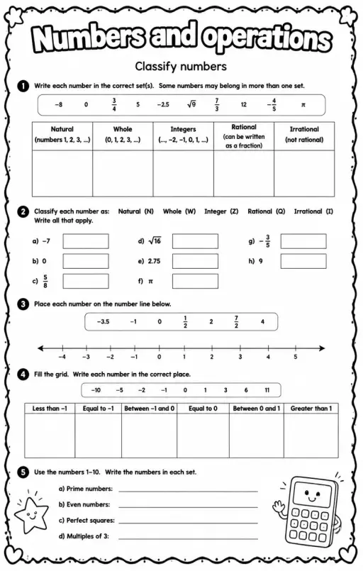 Classify numbers