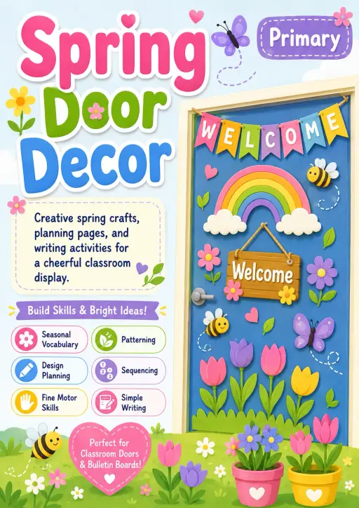 Spring Door Decor Worksheet Pack