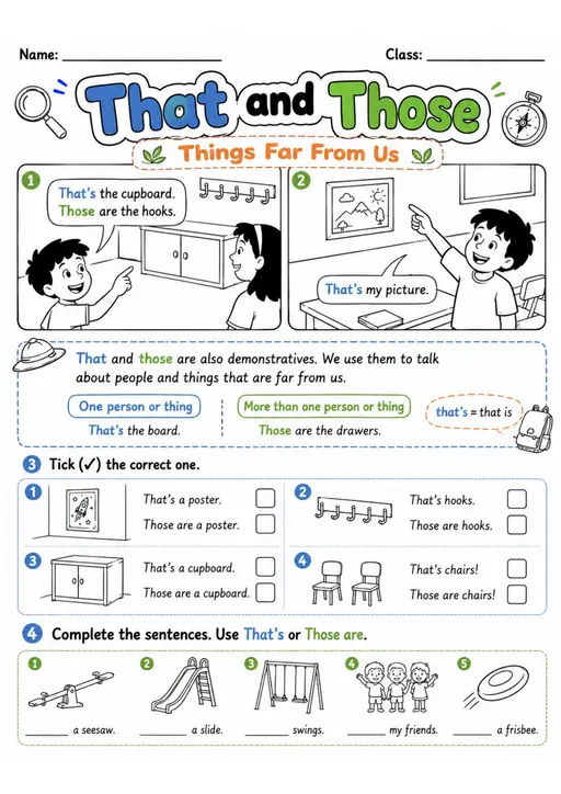That and Those Pack - 2 Worksheets | Grades 2-3