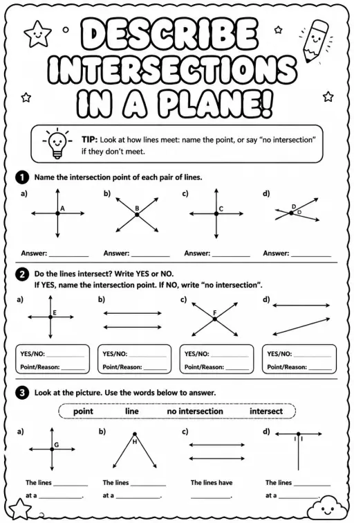 Describe intersections in a plane